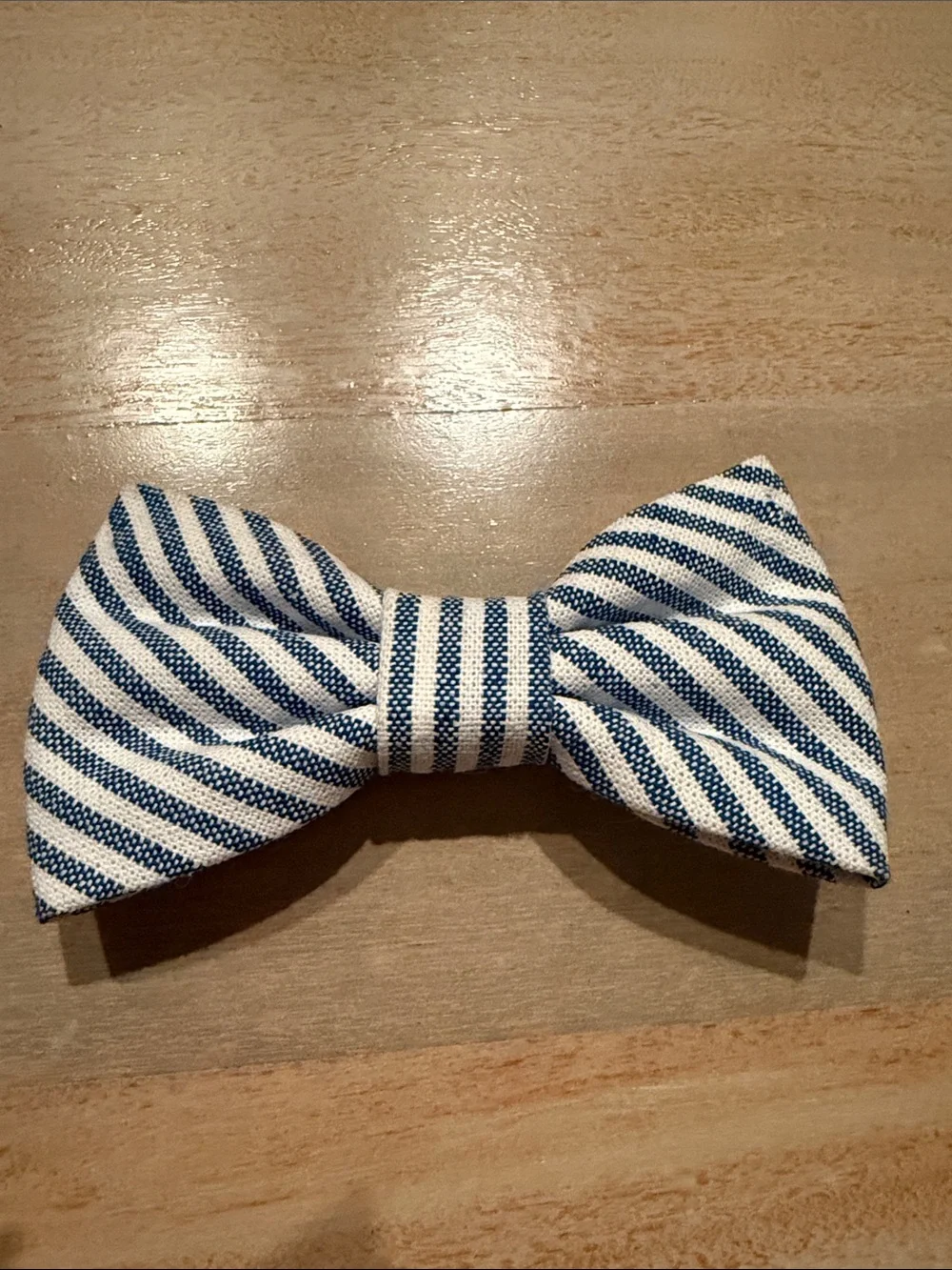 The Foggy Dog Lake Blue Stripe Dog Bow Tie Size Small Made in USA